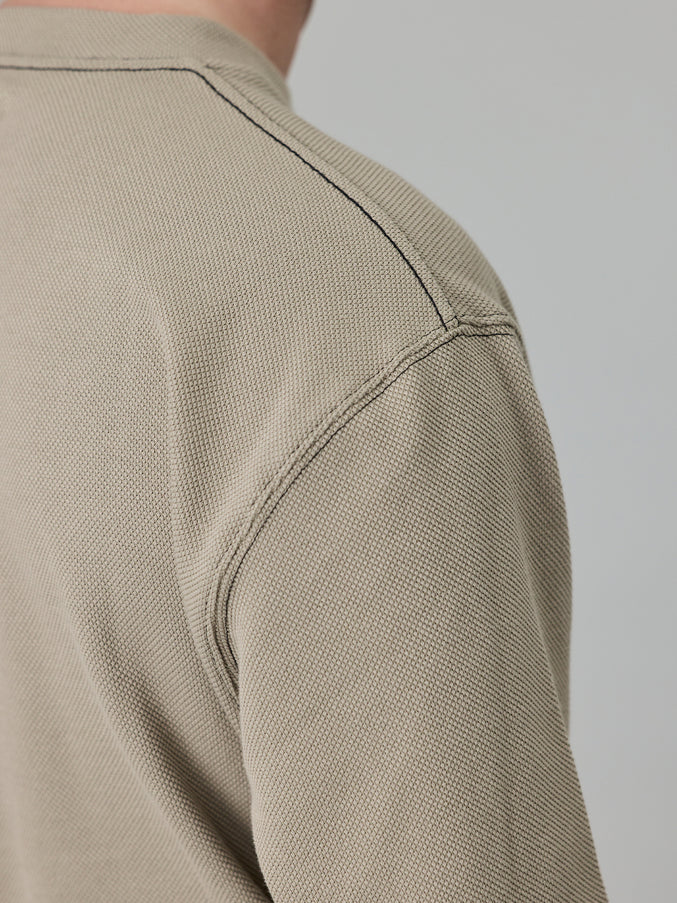 STAMP PIQUE LS TEE - CLAY