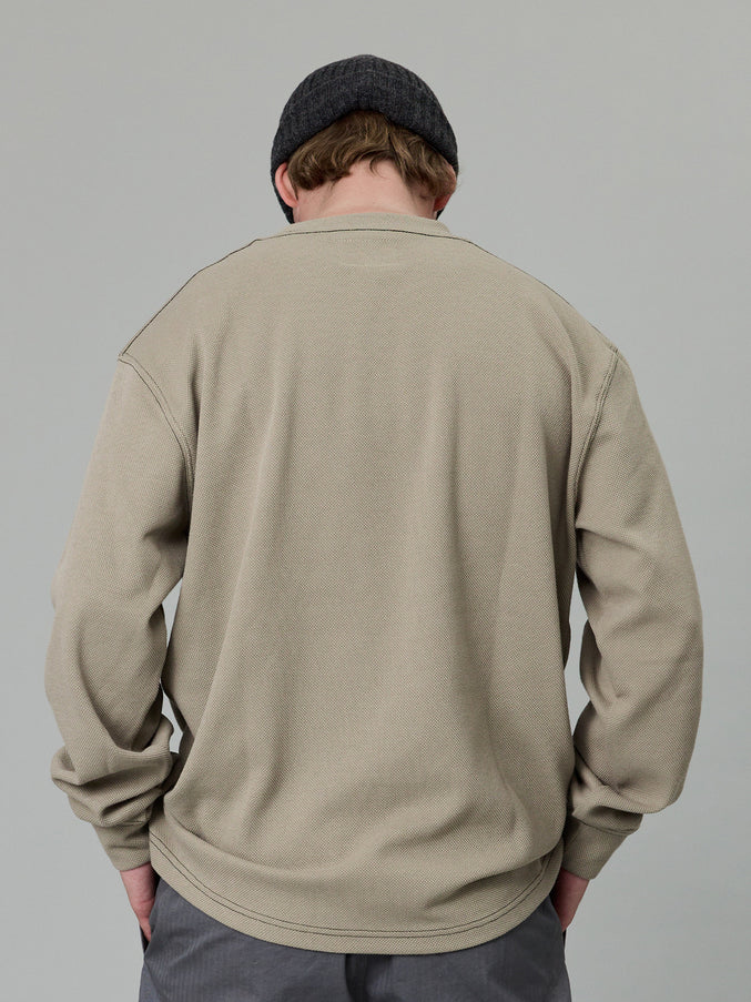 STAMP PIQUE LS TEE - CLAY