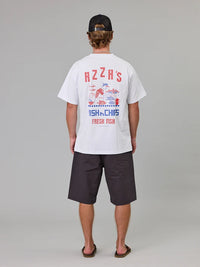 AZZA'S FISH n CHIPS SEA TEE - WHITE
