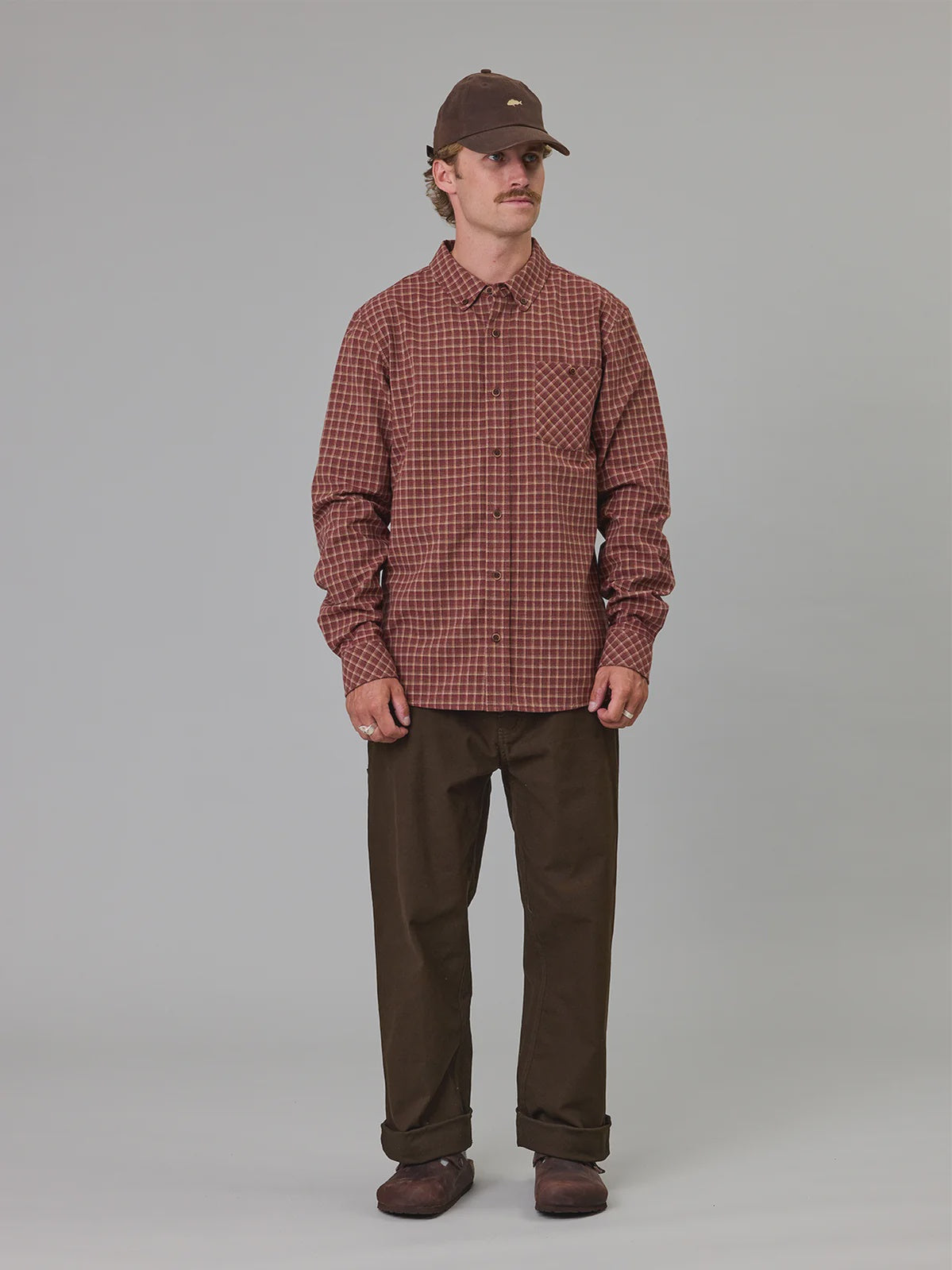Boatyard Shirt Maroon Check