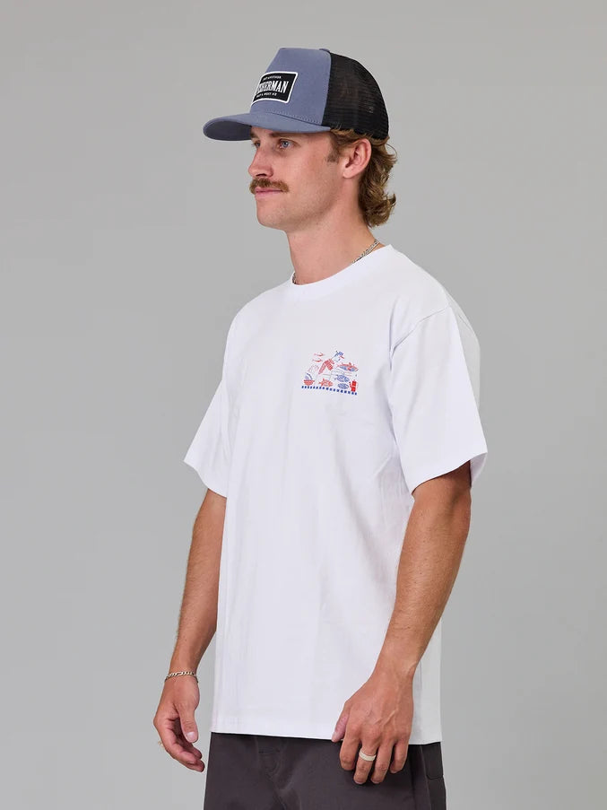 AZZA'S FISH n CHIPS SEA TEE - WHITE