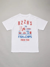 AZZA'S FISH n CHIPS SEA TEE - WHITE