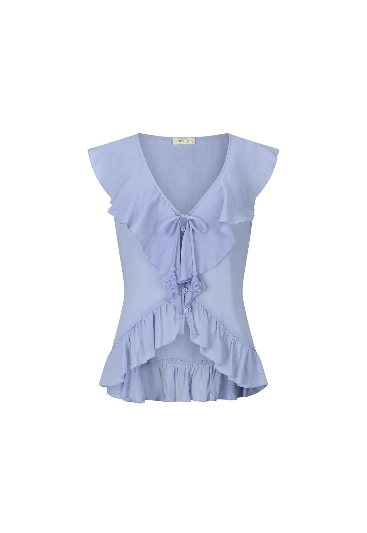 Fleur Frill Sleeveless Blouse - Lagoon Purple