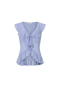 Fleur Frill Sleeveless Blouse - Lagoon Purple