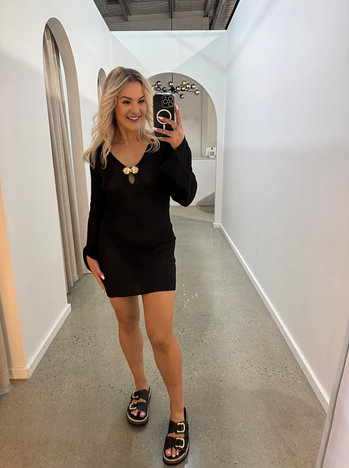 Black Shell Knit Dress