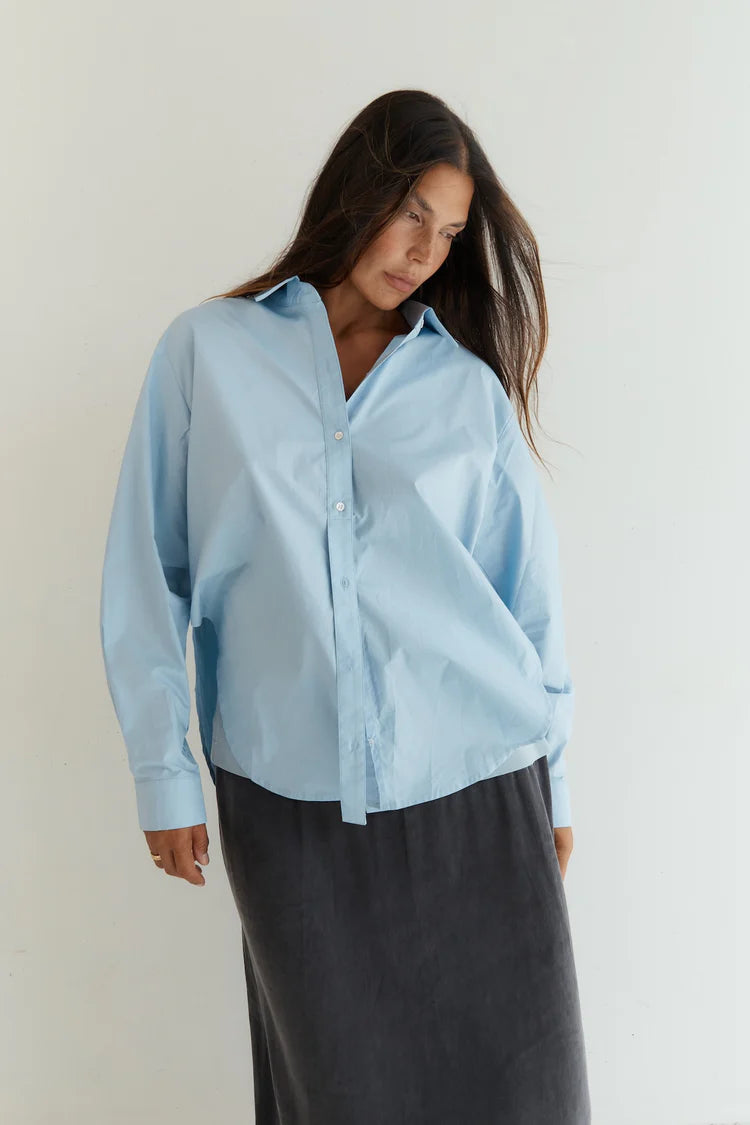 Button Up With A Twist - Cornflower Blue