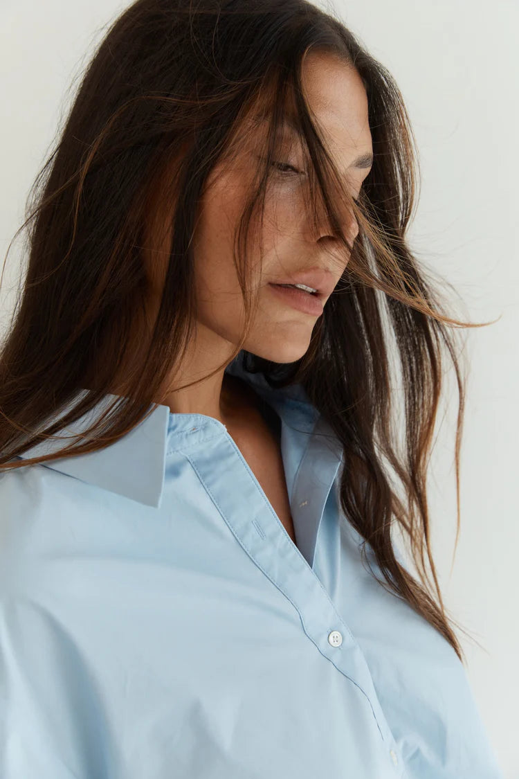 Button Up With A Twist - Cornflower Blue