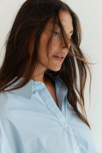 Button Up With A Twist - Cornflower Blue