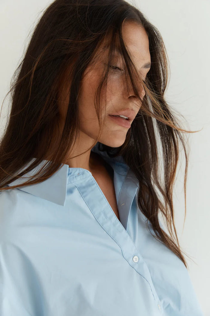 Button Up With A Twist - Cornflower Blue