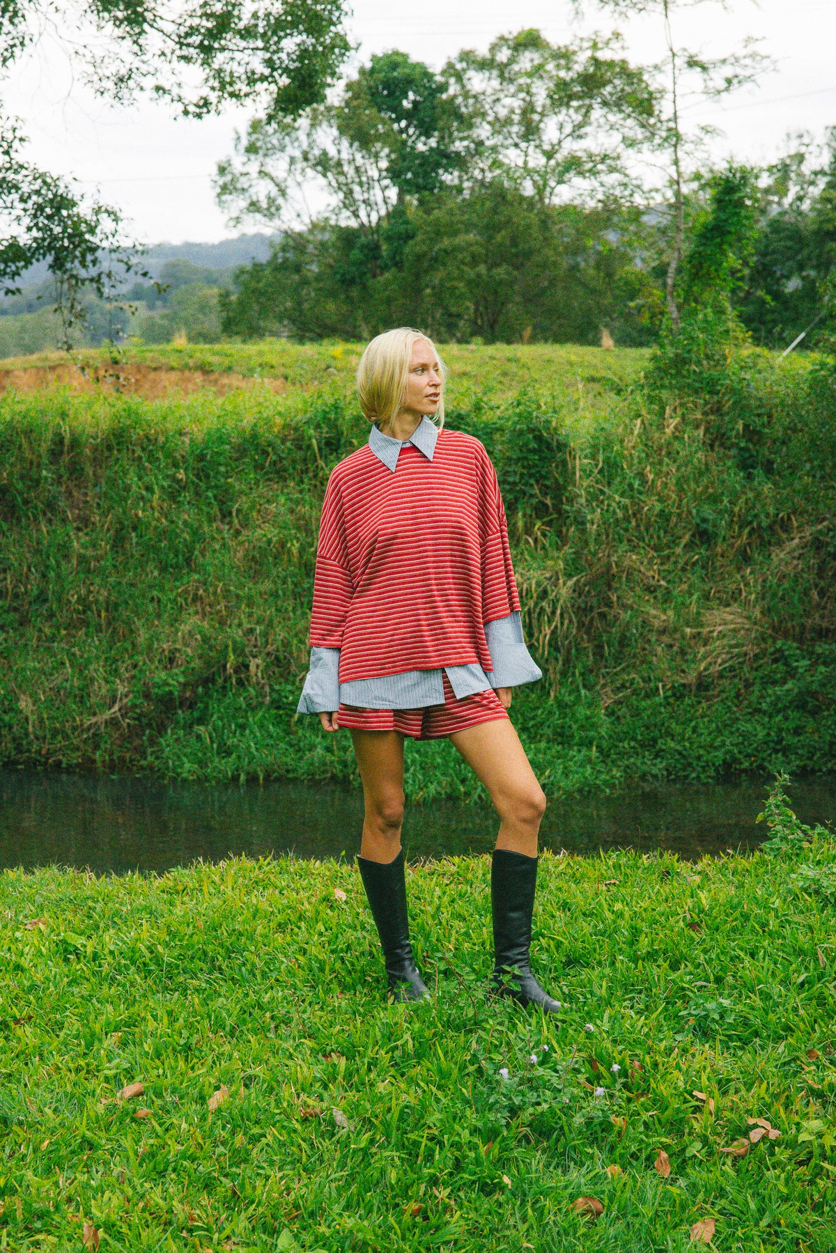 Basic Tee - Ruby Stripe