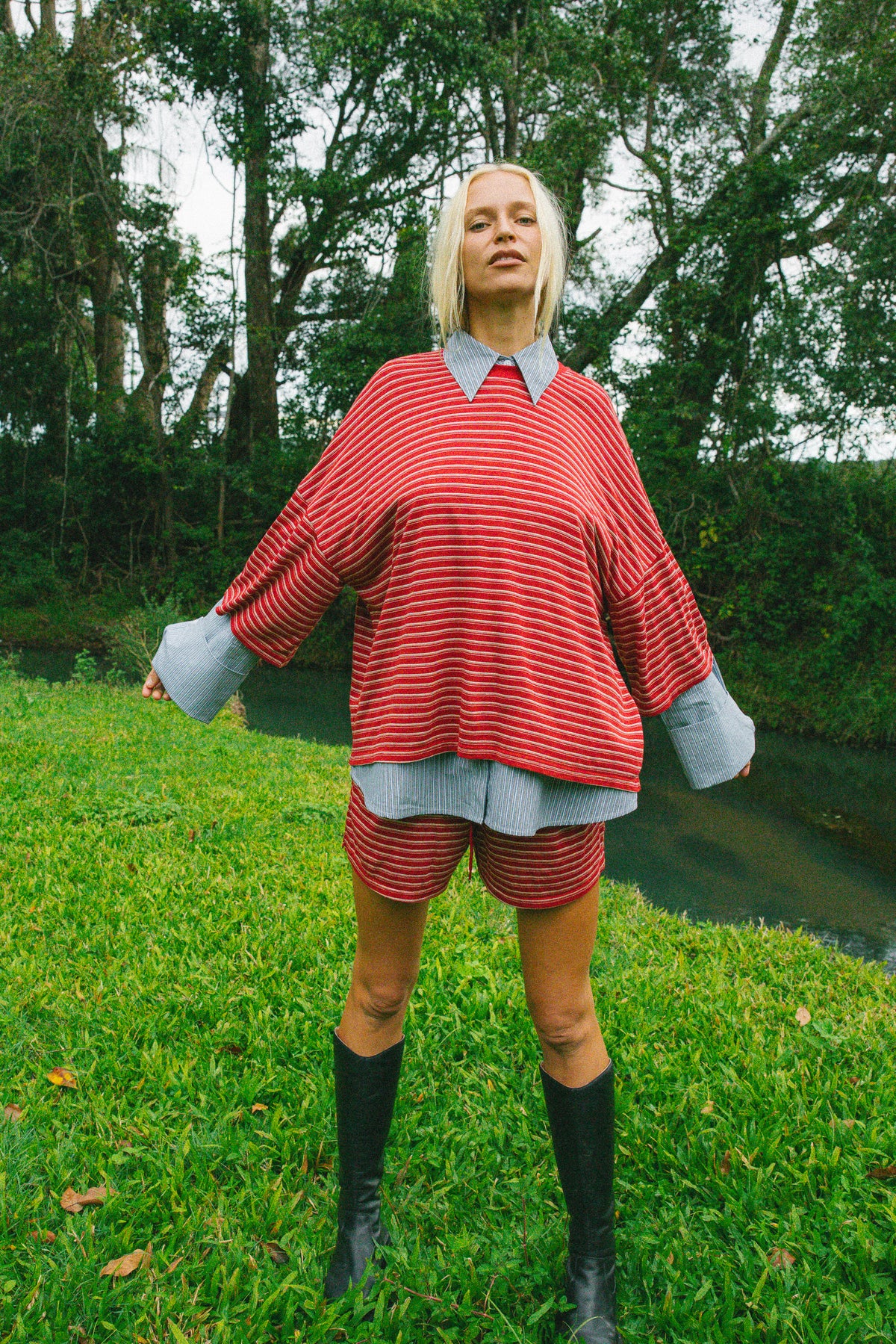 Basic Tee - Ruby Stripe