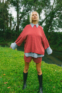 Basic Tee - Ruby Stripe