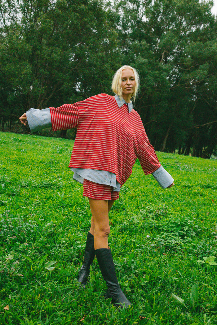 Basic Tee - Ruby Stripe