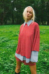 Basic Tee - Ruby Stripe