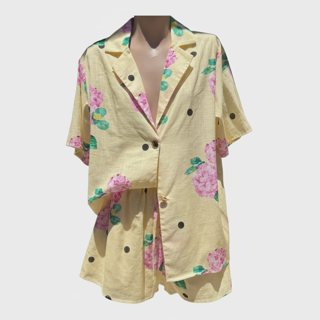 Yellow Polka Hydrangea Short Set