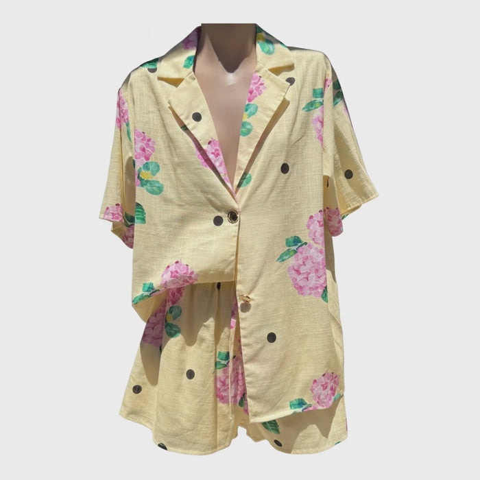Yellow Polka Hydrangea Short Set
