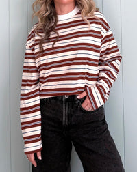 White/Brown/Blue Stripe - Jersey Top