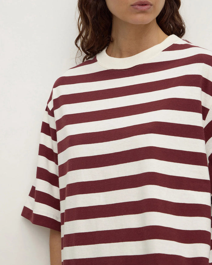 Arla Cotton Stripe Dark Raisin Tee