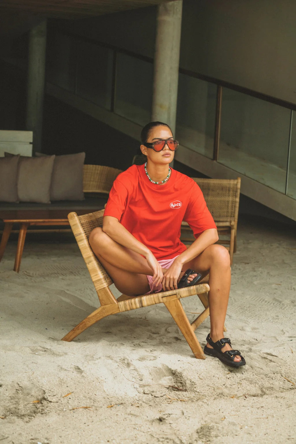 Chillin Oversized Tee - Poppy Red