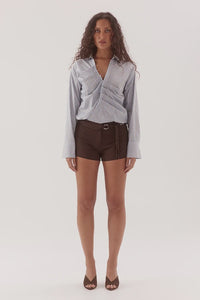 ASUN SHIRT - BLUE / BROWN