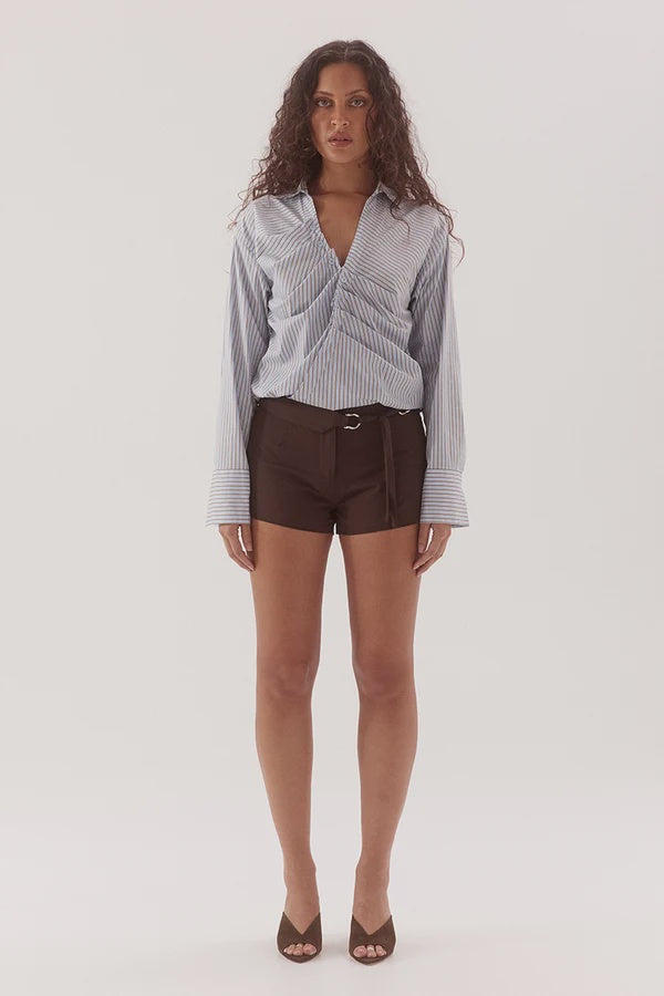ASUN SHIRT - BLUE / BROWN