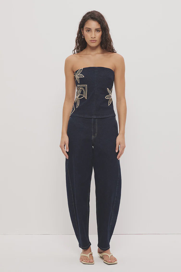 Cora Denim Barrel Leg Jean Ink Blue