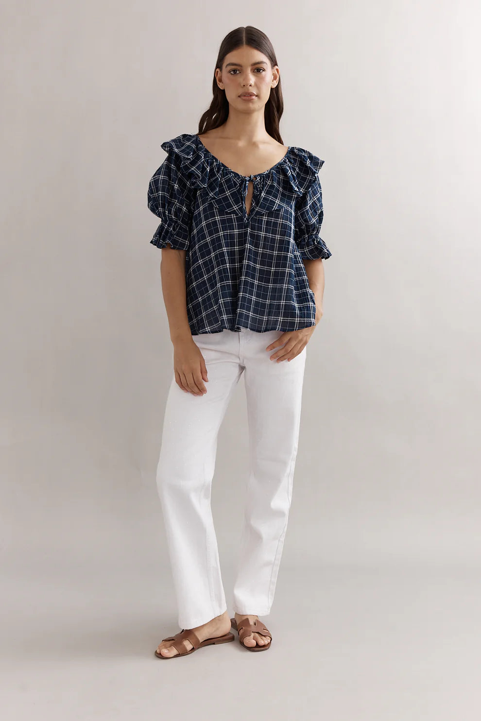 HAZEL BLOUSE - NAVY CHECK