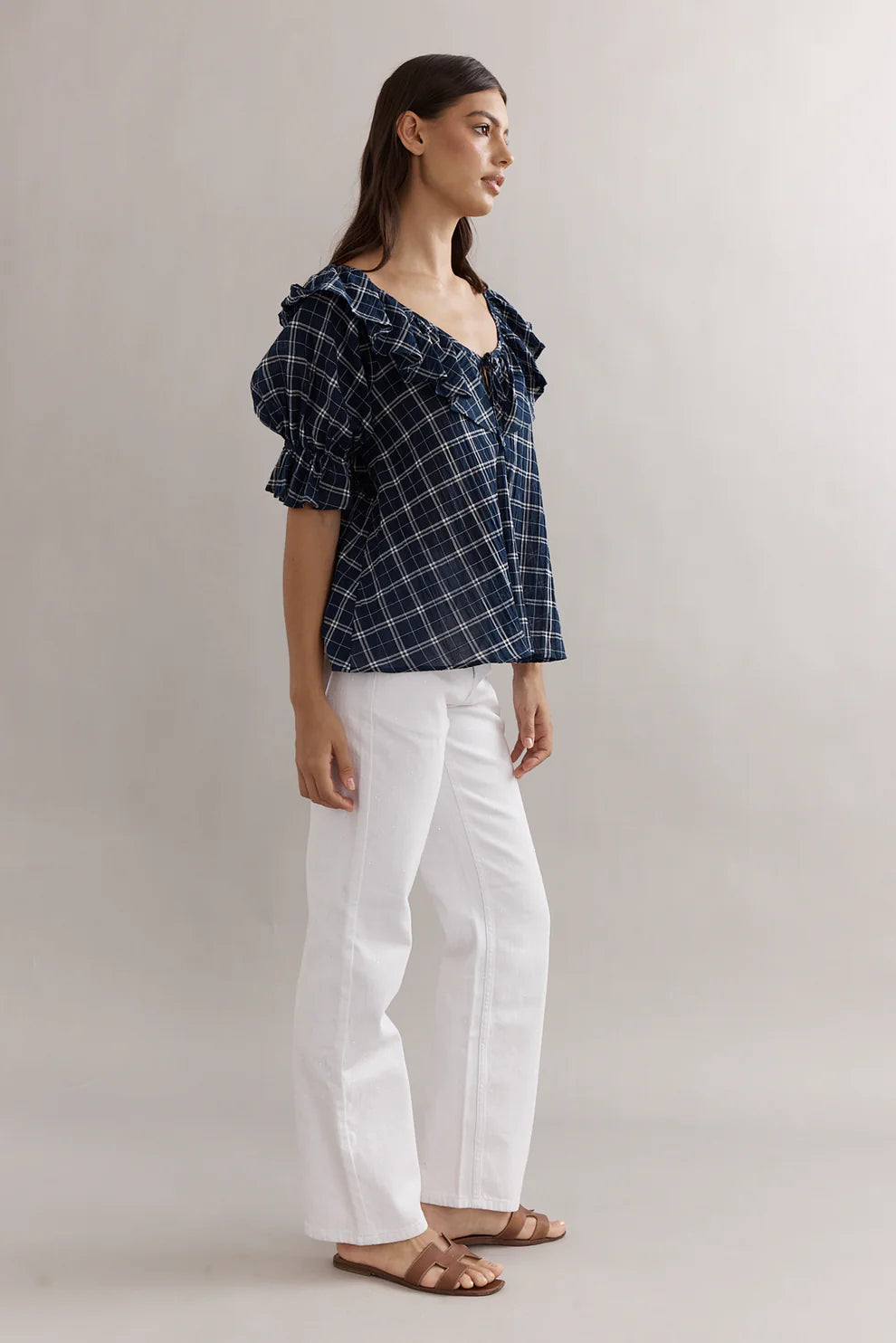 HAZEL BLOUSE - NAVY CHECK