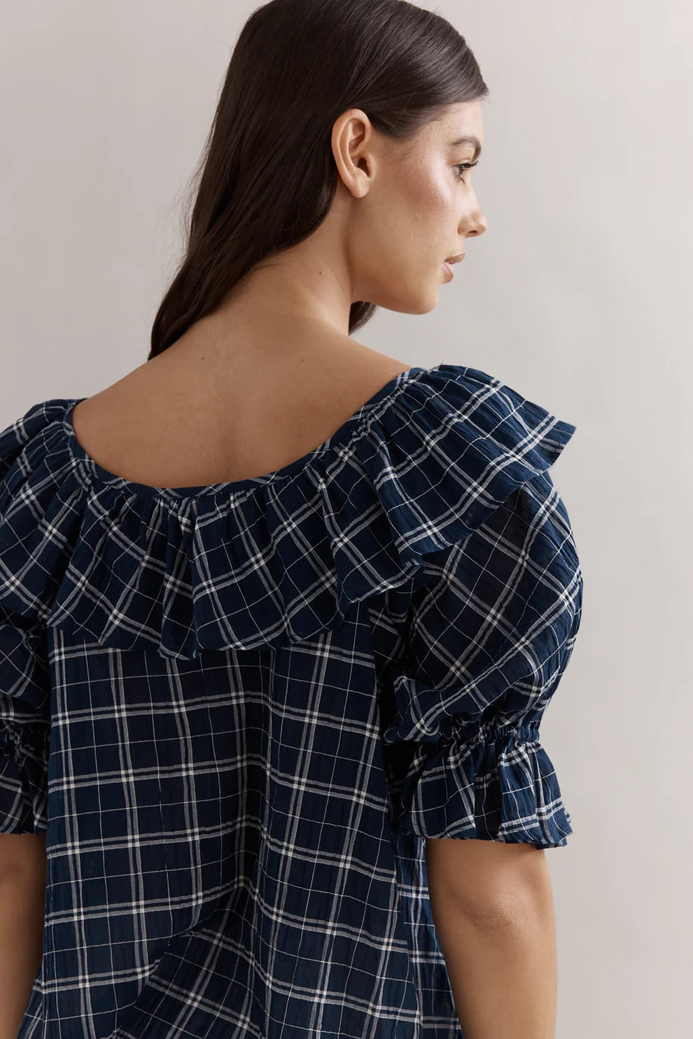 HAZEL BLOUSE - NAVY CHECK