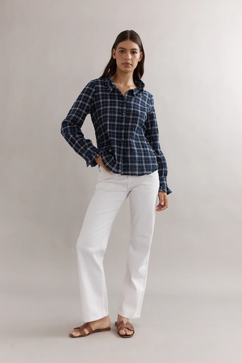 PEYTON SHIRT - NAVY CHECK