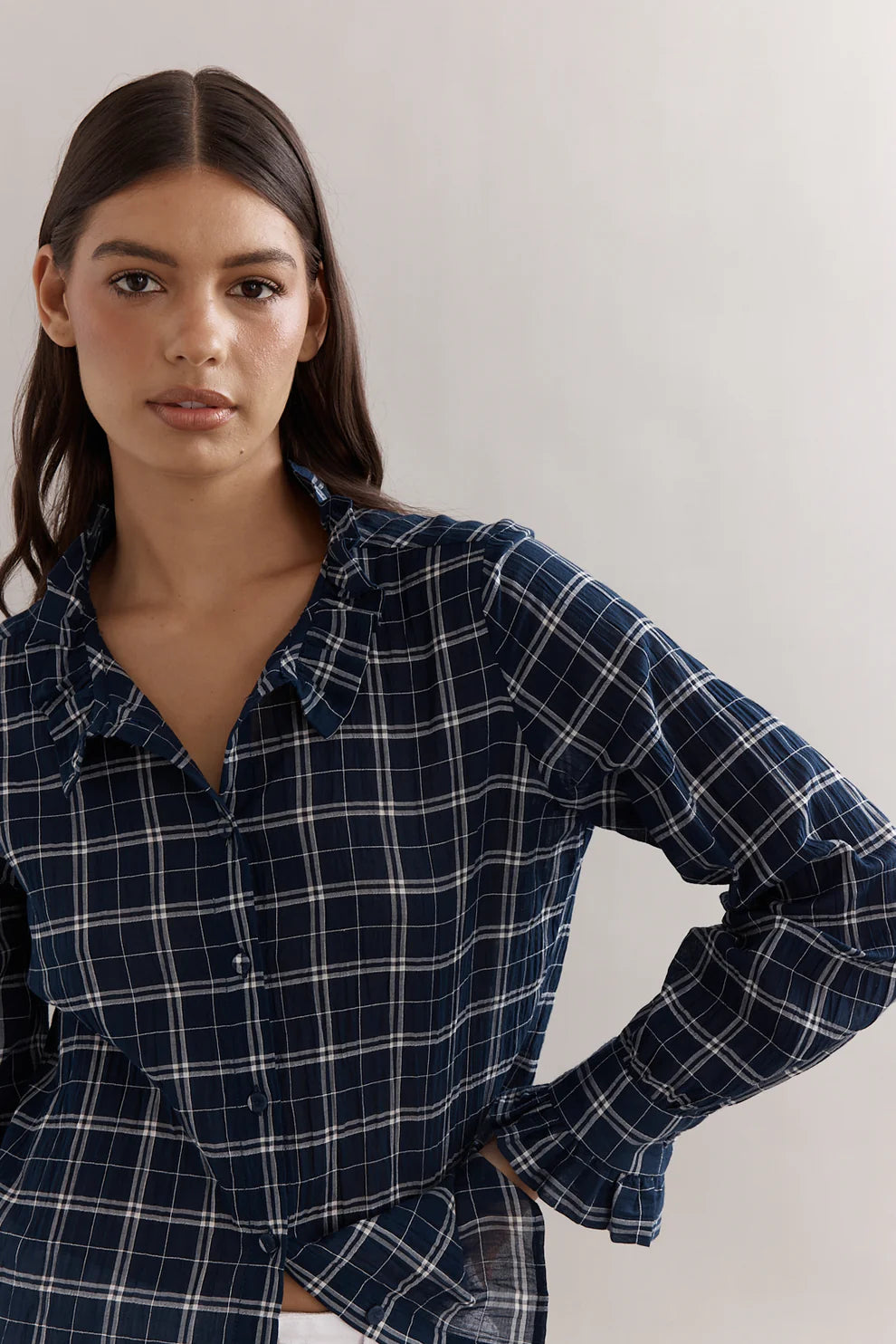 PEYTON SHIRT - NAVY CHECK