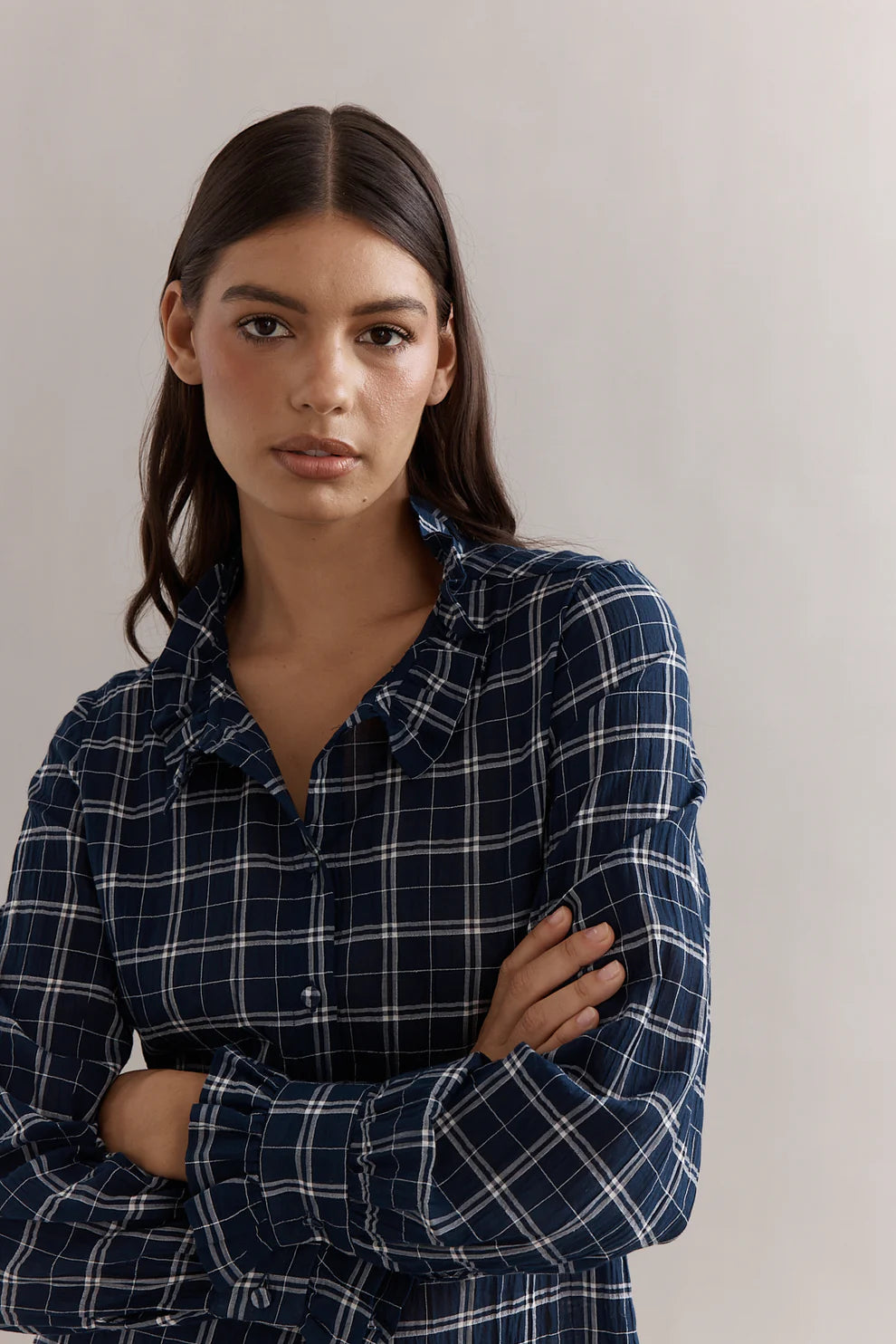 PEYTON SHIRT - NAVY CHECK