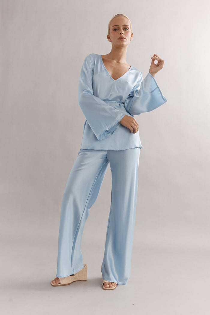 CHELSEA PANT - LIGHT BLUE SILK