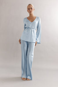 MAEVE TOP - LIGHT BLUE SILK