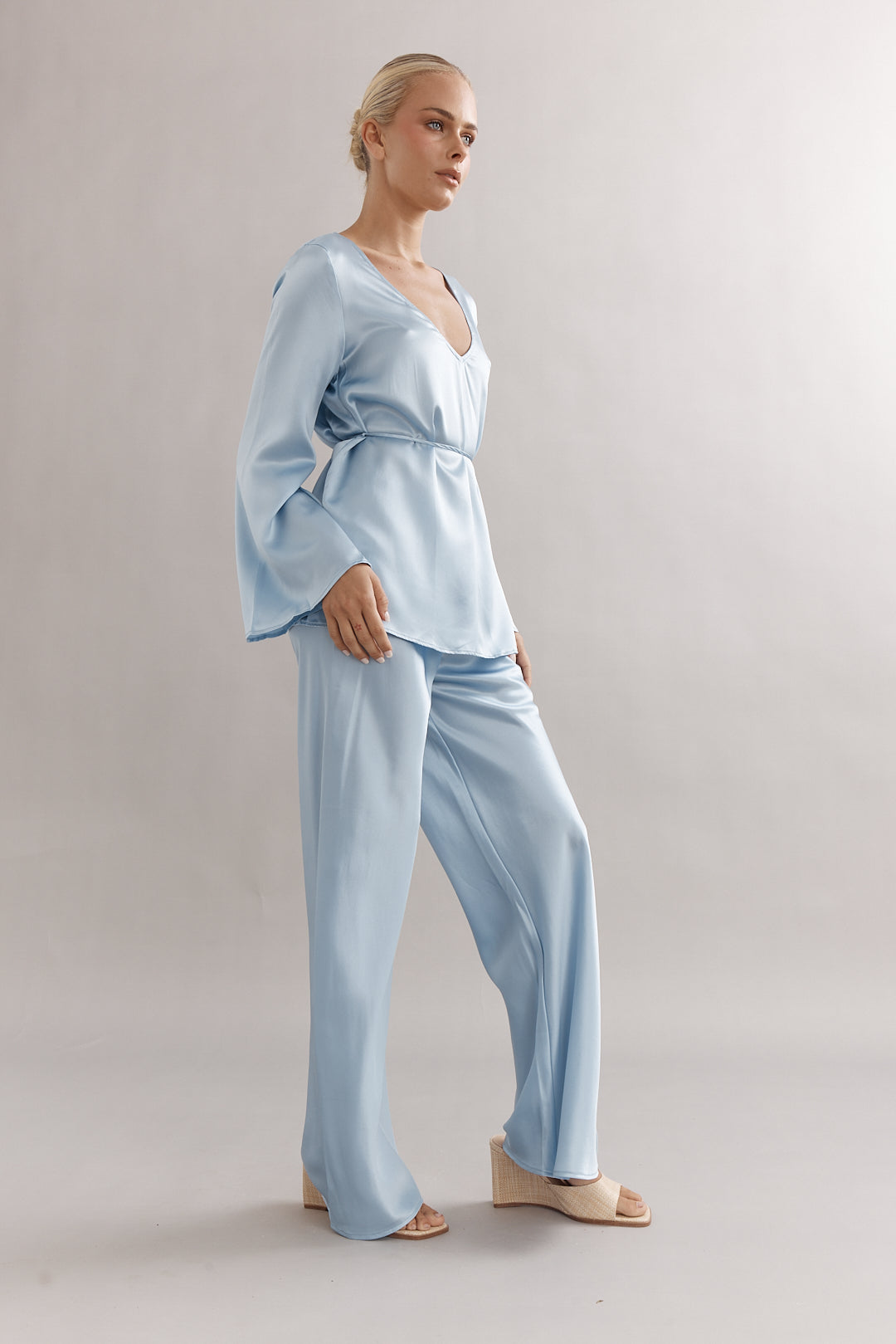 CHELSEA PANT - LIGHT BLUE SILK