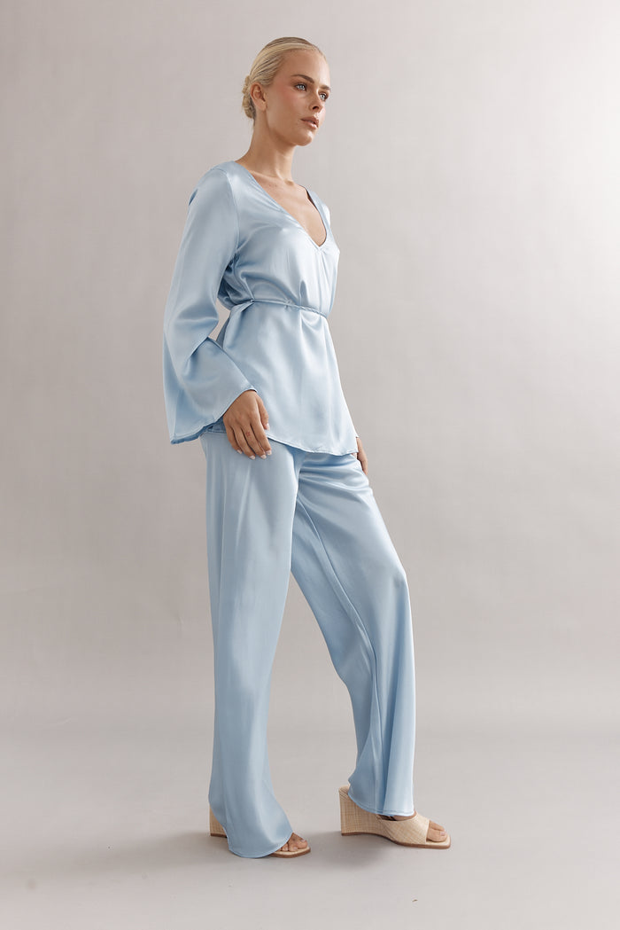 CHELSEA PANT - LIGHT BLUE SILK