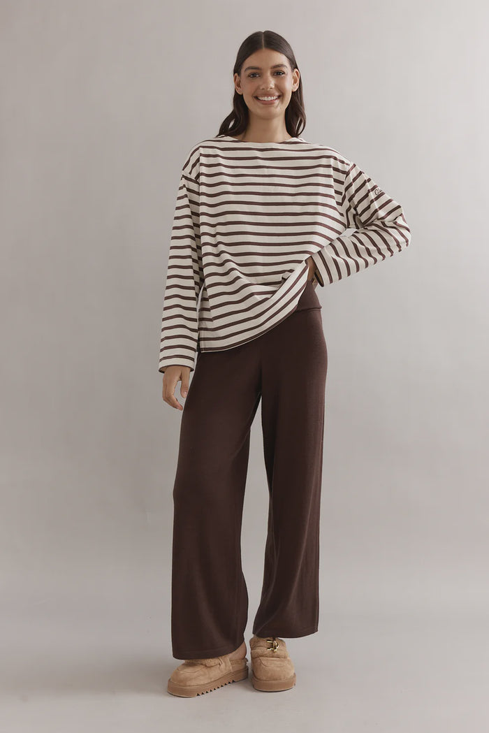 MARINA BOAT NECK - CHOCOLATE STRIPE