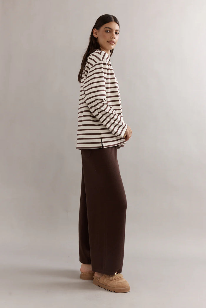 MARINA BOAT NECK - CHOCOLATE STRIPE