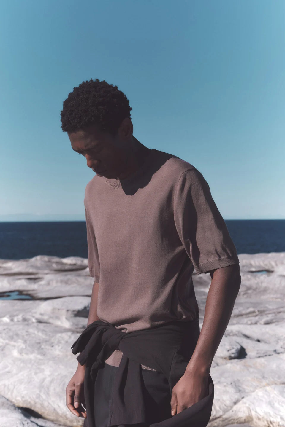 Hugh Knit Tee Dark Sand