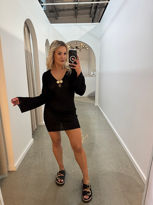 Black Shell Knit Dress