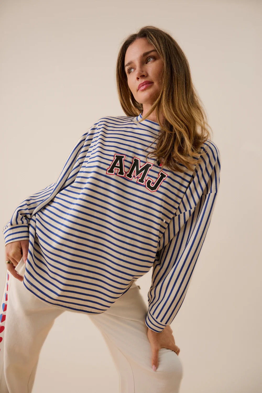 AMJ Waffle Long Sleeve Top - Dark Navy