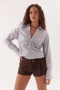 ASUN SHIRT - BLUE / BROWN