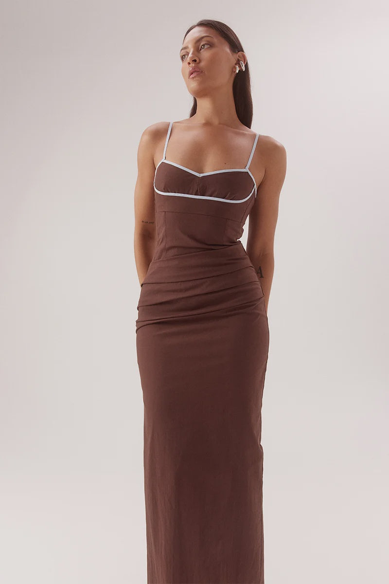Britta Dress Choc Sky