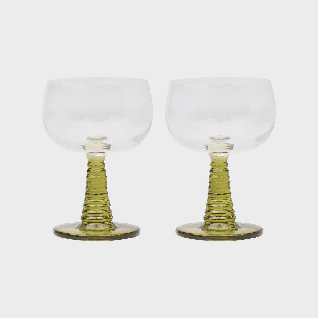 THE ROMY WINE GLASSES SET - OLIVE