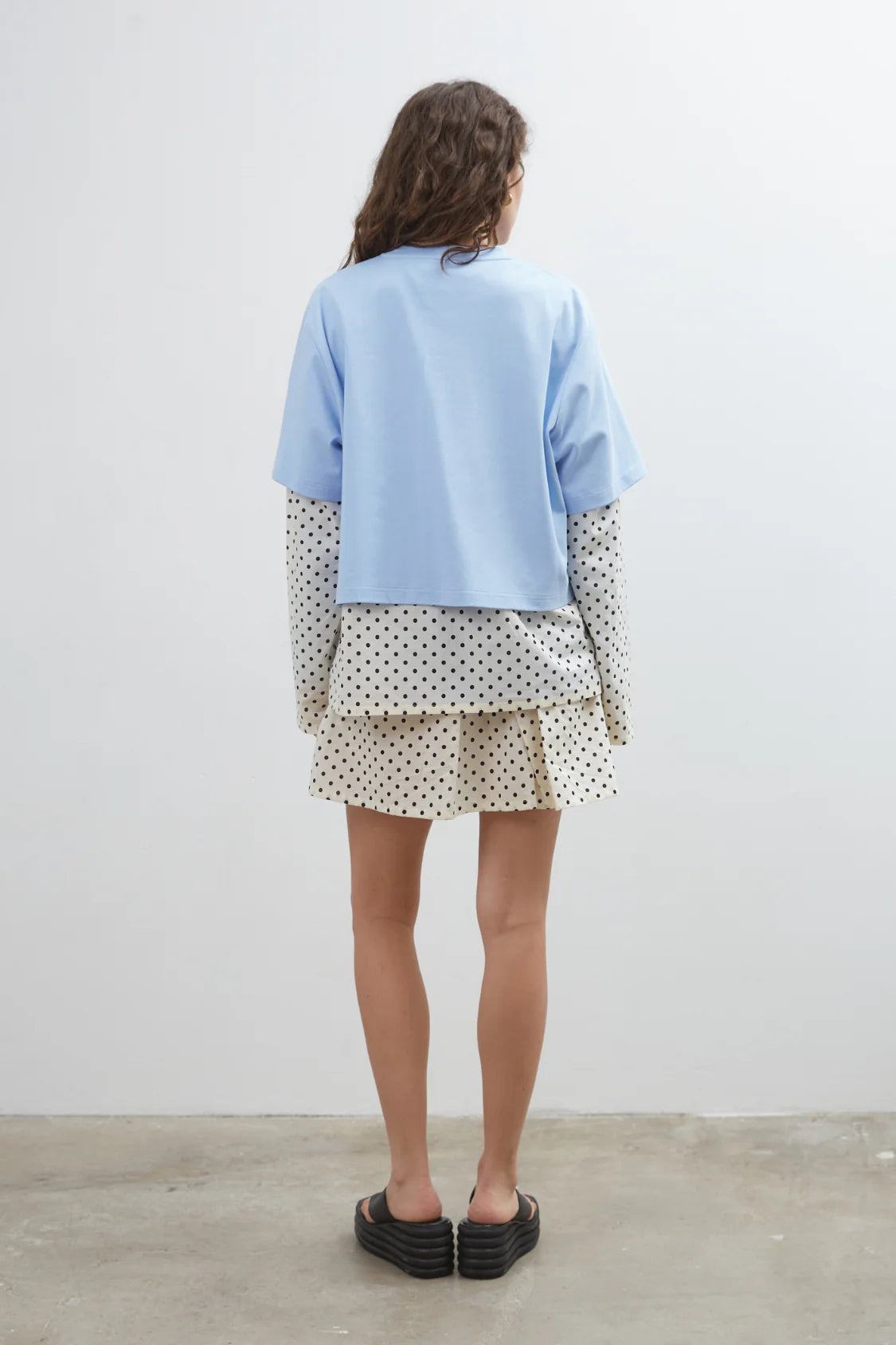 Blue Crush LS Tee - Light Blue & Polka Dot