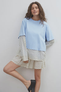 Blue Crush LS Tee - Light Blue & Polka Dot