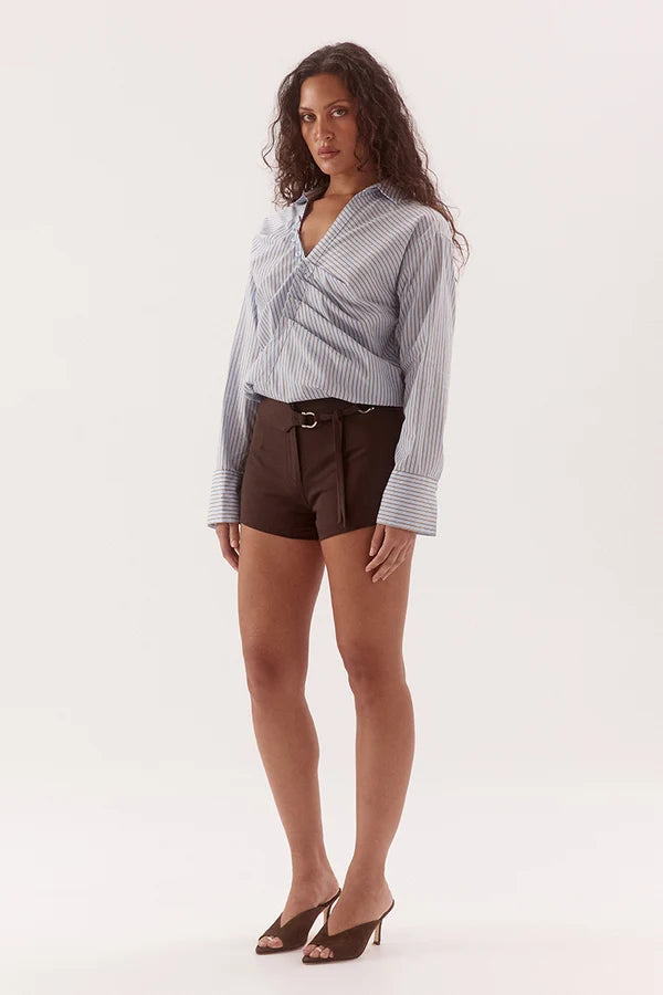 ASUN SHIRT - BLUE / BROWN