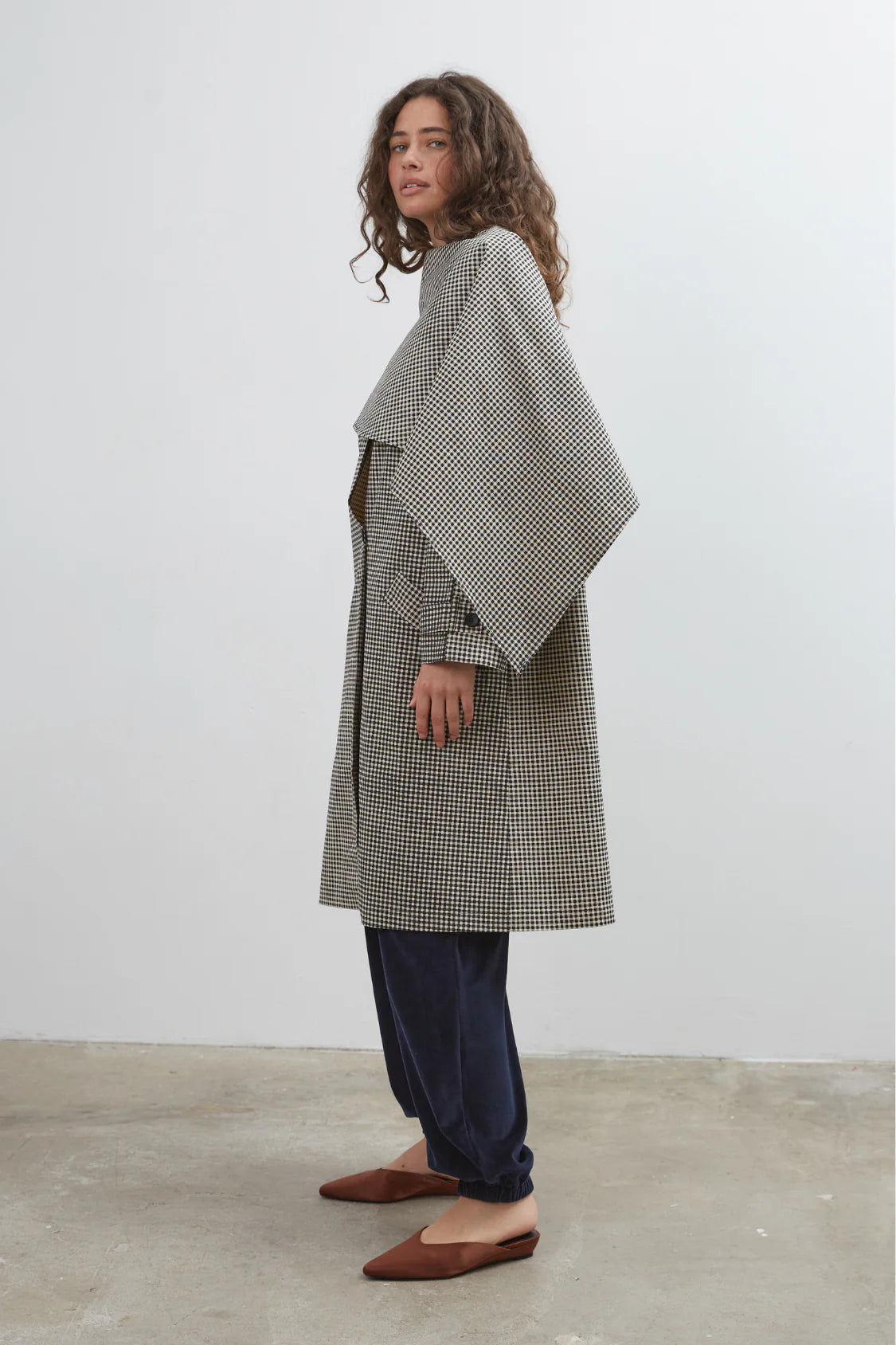 Lady Gingham Trench - Black & White
