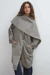 Lady Gingham Trench - Black & White