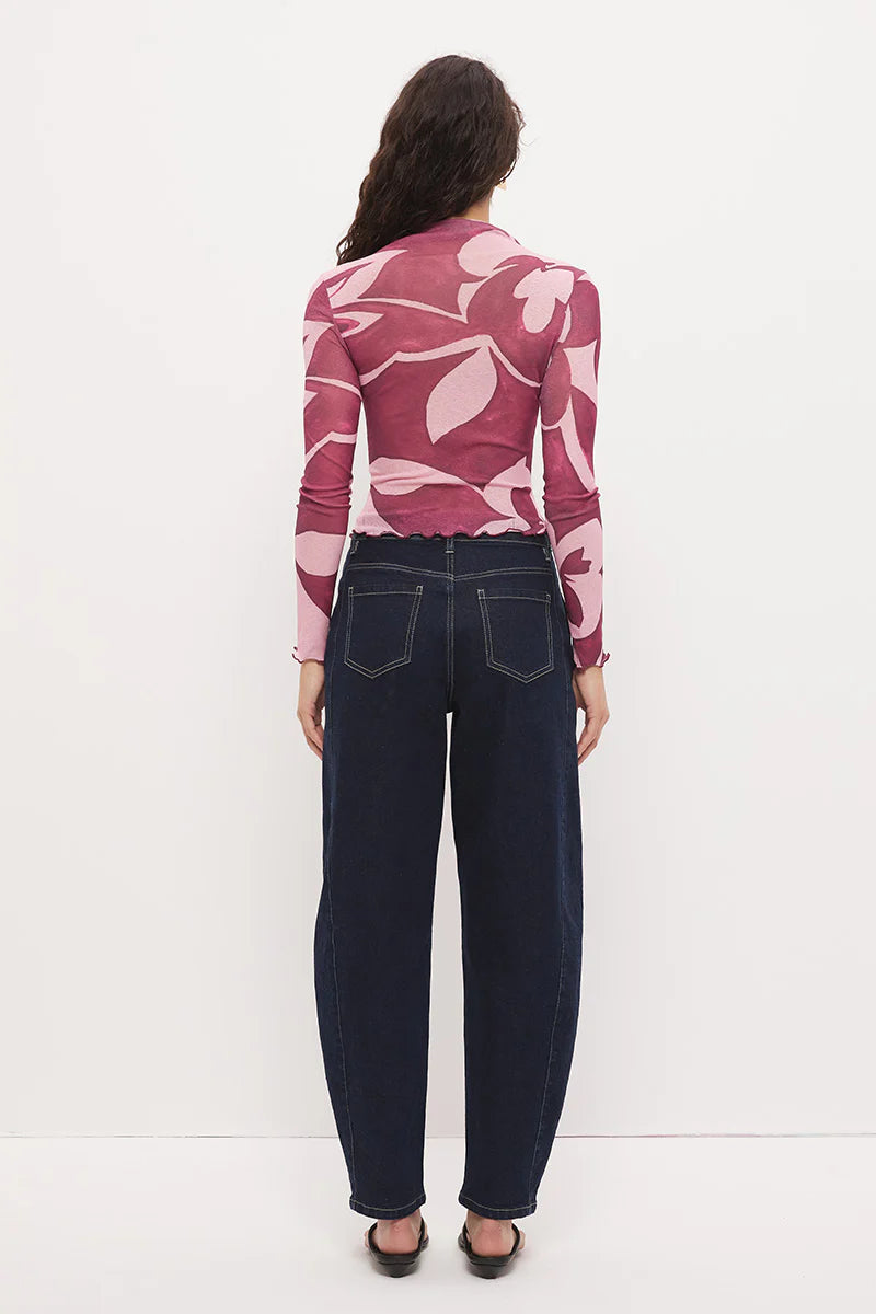 Peta Mock Neck Top Painterly Floral